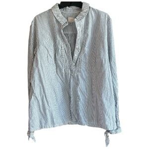 A New Day size large striped half button up blouse with tie cuffs
